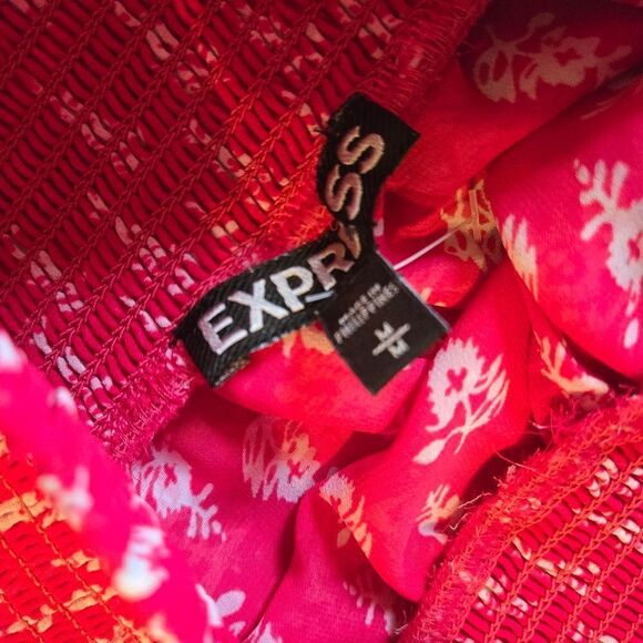 Express Red And White Flowy Mini Skirt Skort - Picture 4 of 5